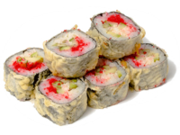 Калифорния (8шт/250гр)229руб (рис,нори,снежный краб,огурец,майонез,лосось, острый соус,кляр,сухари,тобико)